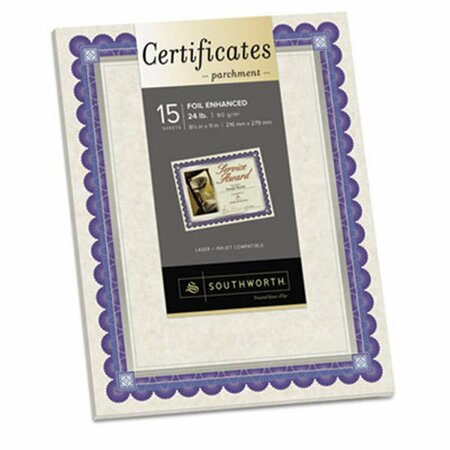 ORUGA Foil-Enhanced Parchment Certificates - Ivory/Blue/Silver - 24 lb - 8.5 x 11, 15PK OR3324059